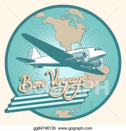 Vector Stock - Bon voyage abstract retro plane poster ...