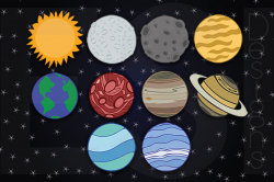 Planets Clipart, Includes Space Star Digital Paper. 10 PNG ...