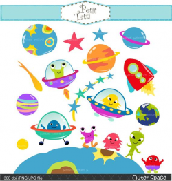 ON SALE outer space clip art - UFO clip art, kids space clip art, Alien  clip art, Planet clip art, Rocket clip art