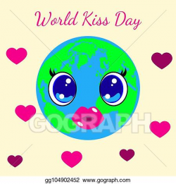 EPS Vector - World kiss day. 6 july. kawai style - eyes and ...