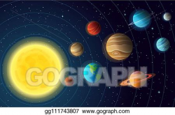 Vector Clipart - Solar system model with colorful planets at ...