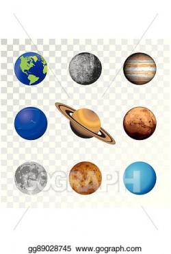 Vector Stock - Planets colorful set on transparent ...