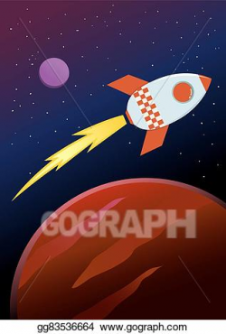 Vector Clipart - Rocket ship travel through planets in space ...