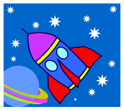 Cartoon Rocketship In Space With Alien Planet - Clip Art Library