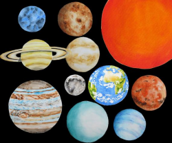 Planets clipart, Solar system clipart, Watercolor planets clipart,  Watercolor solar system, Earth watercolor clipart, Saturn clipart