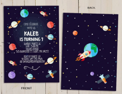 planet birthday invitation, outer space theme birthday ...