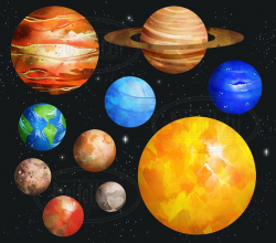 Watercolor Planets Clipart - Solar System Download - Instant ...