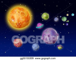 Clip Art - Space planets fantasy handmade universe. Stock ...