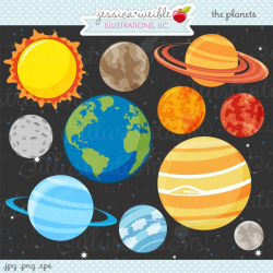 The Planets Cute Digital Clipart - Commercial Use OK - Space Clipart, Outer  Space, Space Graphics