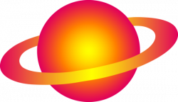 Free clip art of a neon yellow and red ringed planet ...