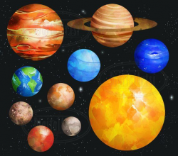 Watercolor Planets Clipart - Solar System Download - Instant ...