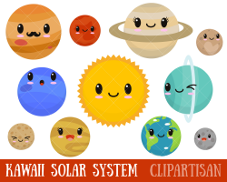 Kawaii Planets Clipart / Cute Planets Clipart / Solar System
