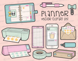 Premium Vector Clipart - Kawaii Planning Clipart - Cute Planner Clip ...