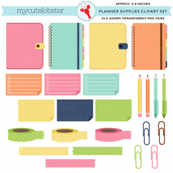 Planner Supplies Clipart Set planners sticky notes