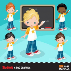Student clipart, School character clipart graphics, card ...
