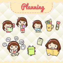 Planning Clipart - Cute Girl Clipart, Planner Stickers, Scrapbook- Hand  drawn - Digital clip art|Clipart Vector Graphics - download PNG file