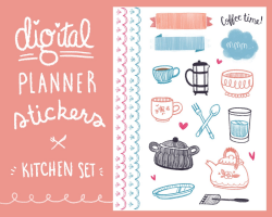 Kitchenware Digital Sticker Set / Digital Planner, GoodNotes, Bullet  Journal, Food Diary, iPad Stickers, Clipart, Border, Banner, Stationary
