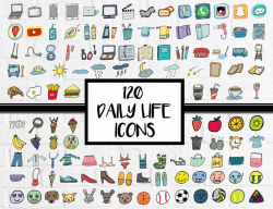 Daily Icons, Everyday Icons, Icons Clipart, Planner Stickers, Journal  Icons, Everyday Objects Items, Grocery Clipart