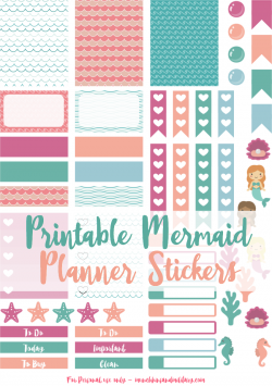 Free printable mermaid planner stickers! Sized for Erin Condren Life ...
