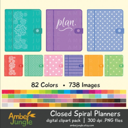 Planner Clipart- Closed A5 Planner Clip Art for Planner Stickers- Digital  Leather Spiral Bound Day Life Planner- Printable Instant Download