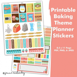 Printable Planner Stickers Baking Bakery Monthly Theme Cute ...