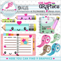 Planner Clipart, Planner Graphics, COMMERCIAL USE, Planner ...