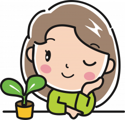 Clipart - Girl with Plant (2 of 2)
