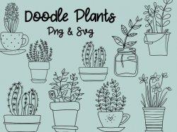 PLANT DOODLES CLIPART, clip art, cute, doodles, vector clipart, clipart,  doodle clipart, hand-drawn clipart, succulent clipart, cactus