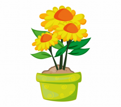 Cartoon Plants And Flowers , Png Download - Marigold In Pot ...