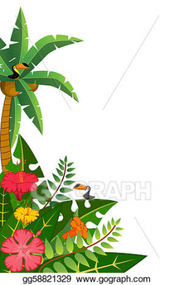 Clip Art Vector - Tropical plants and parrots. Stock EPS ...