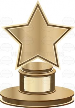 Gold Star Trophy On Gold Metal Base With Blank Silver Inscription ...