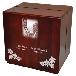 Cherry Finished Companion Urn | Customizable Wood Urn | Memorial Gallery