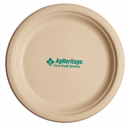 10 inch Kraft Round Compostable Paper Plate | Imprinted Logo | DQP21
