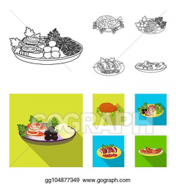 Stock Illustration - Fried chicken, vegetable salad, shish ...