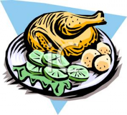 Chicken and Vegetables on a Plate Clipart Image