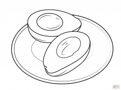 Avocado on a plate coloring page | Free Printable Coloring Pages