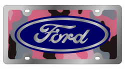 Ford - Stainless Steel License Plate - Ford Oval Pink Camo - Plates ...