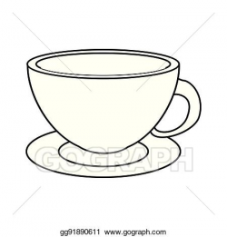 Vector Illustration - Coffee cup cappuccino plate thin line ...