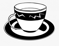 Plate Of Food Clipart Black And White - Tea Cup Line Art ...