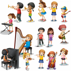 Musical instrument Play Child Illustration - Vector Many kids play ...