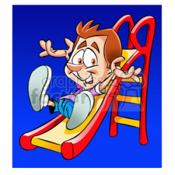 boy sliding down a slide at a playground clipart. Royalty-free clipart #  393988