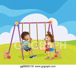 Vector Clipart - A boy and a girl at the playground. Vector ...