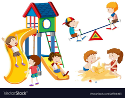 Kids playing at playground Royalty Free Vector Image | งาน29 ...