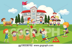 Vector Stock - Kids playing at school playground. Clipart ...