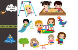 Kids Playground Set Clipart, outdoor play clipart, Kids park clipart,  playground clipart For Personal and Commercial use INSTANT DOWNLOAD