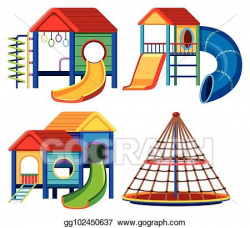 Vector Stock - Four designs of playhouse with slide and ...