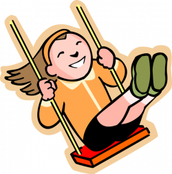 Girl Swings on Playground Swing - Vector Image