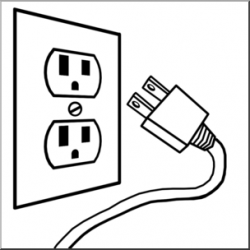 Clip Art: Electricity: Outlet & Plug B&W I abcteach.com | abcteach