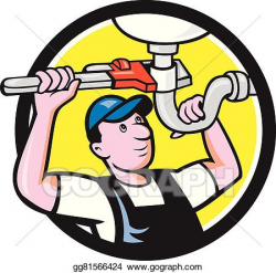EPS Vector - Plumber repair sink pipe wrench circle cartoon ...