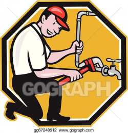 Vector Illustration - Plumber repair faucet tap cartoon ...